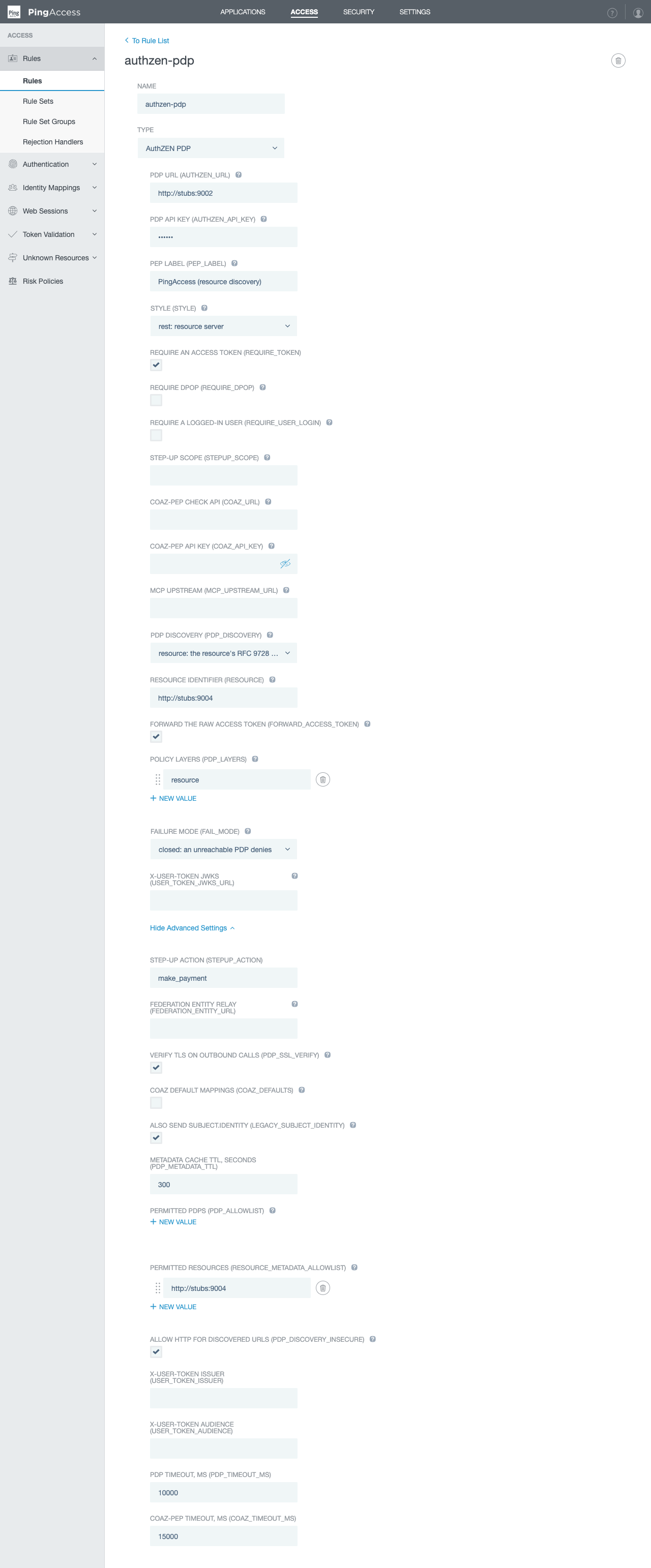 The same form with Show Advanced Settings expanded