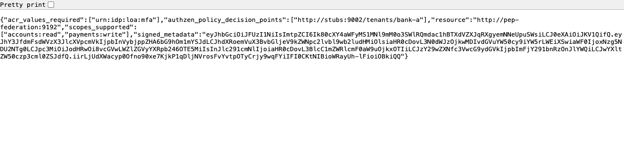 The RFC 9728 document coaz-pep serves for the resource it fronts, in a browser