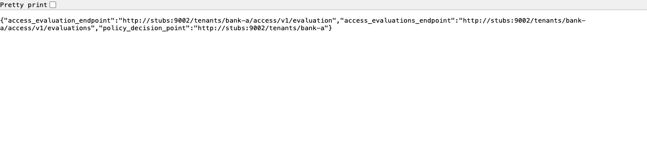 A PDP's AuthZEN metadata document in a browser